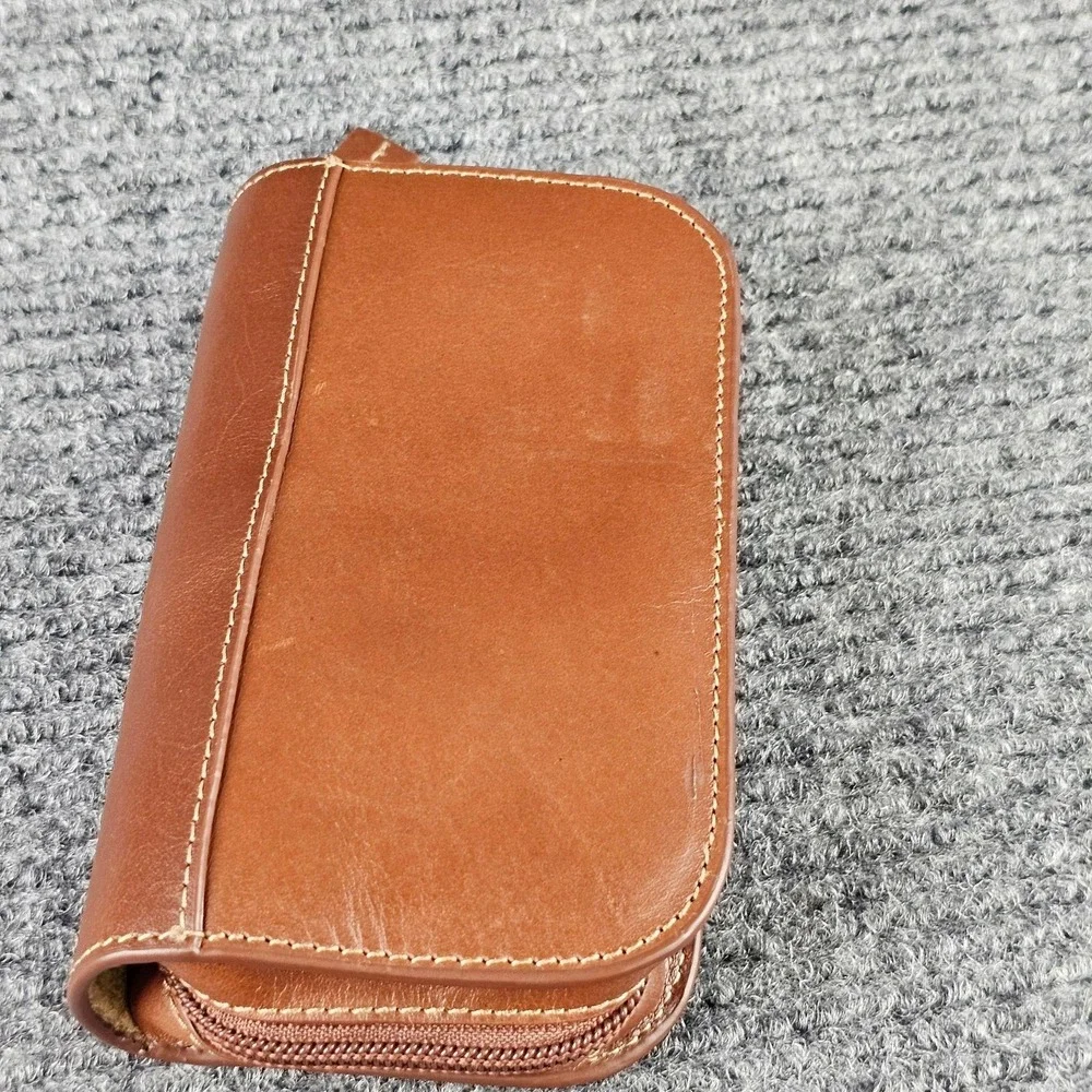 Fossil Brown Leather 3 Watch Travel Case Zipper Pouch Holder 126733 ML9070
